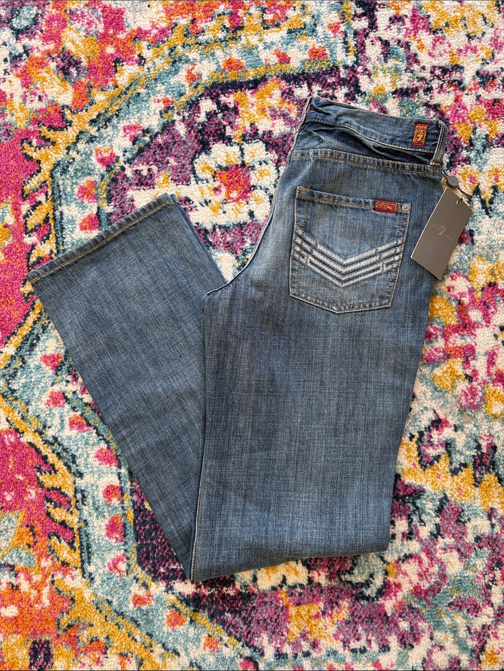 7 For All Mankind Standard Blue Straight Leg Jeans